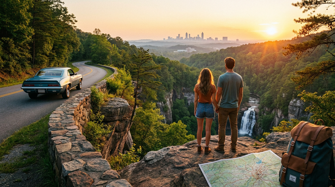 day trip itinerary from peachtree corners to tallulah falls - hero image