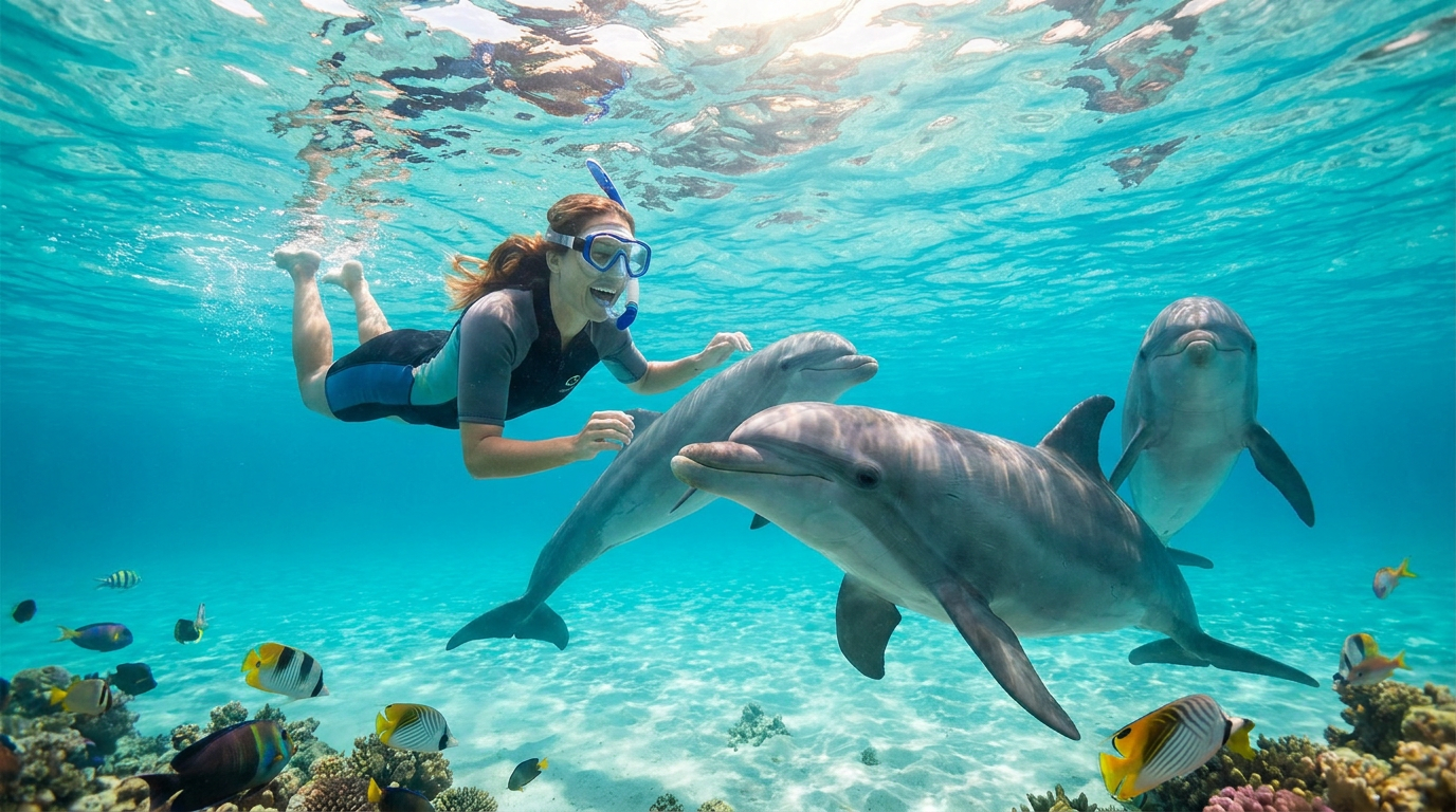 swimming with dolphins - hero image