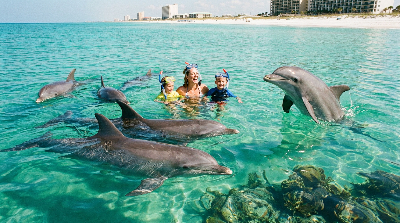 swim with dolphins in panama city beach - hero image