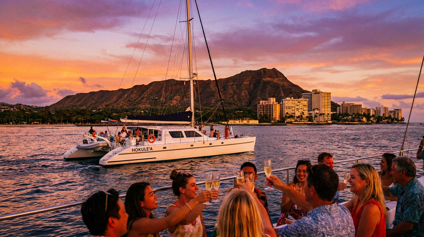 sunset cruise hawaii waikiki - hero image