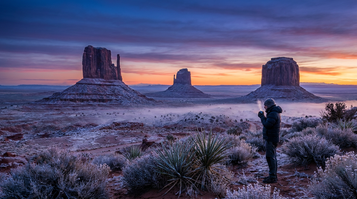 how cold is monument valley before sunrise in october - hero image