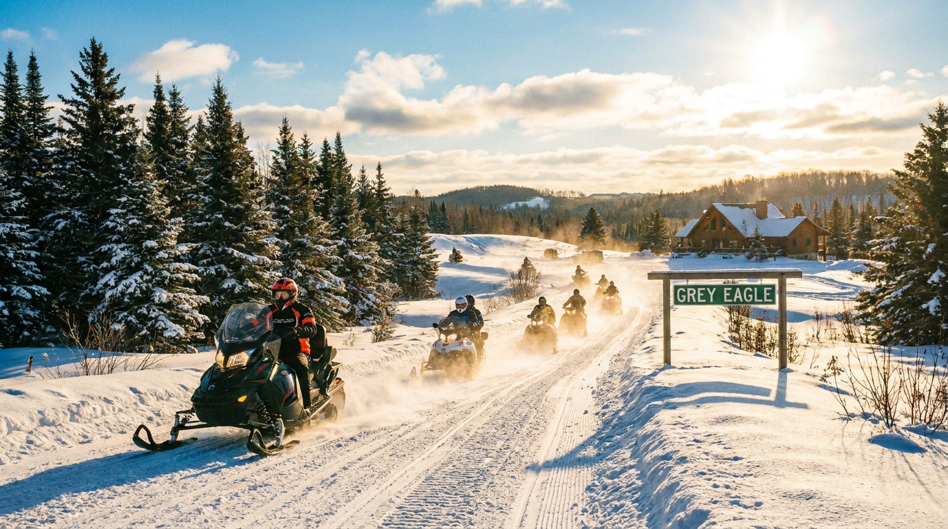 grey eagle minnesota snowmobile weekend trip planning guide - hero image