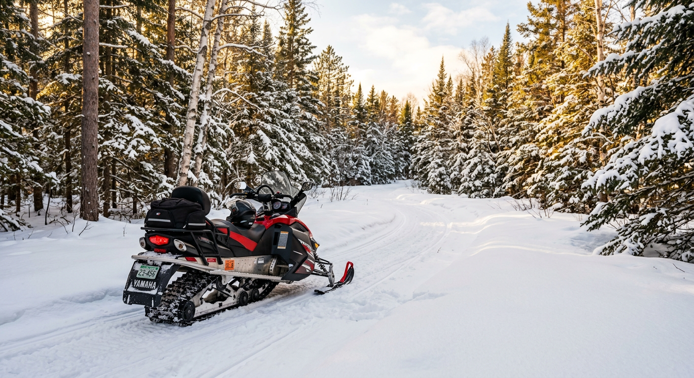 A Kawasaki Teryx parked on a muddy trail in the Chequamegon-Nicolet National Forest
